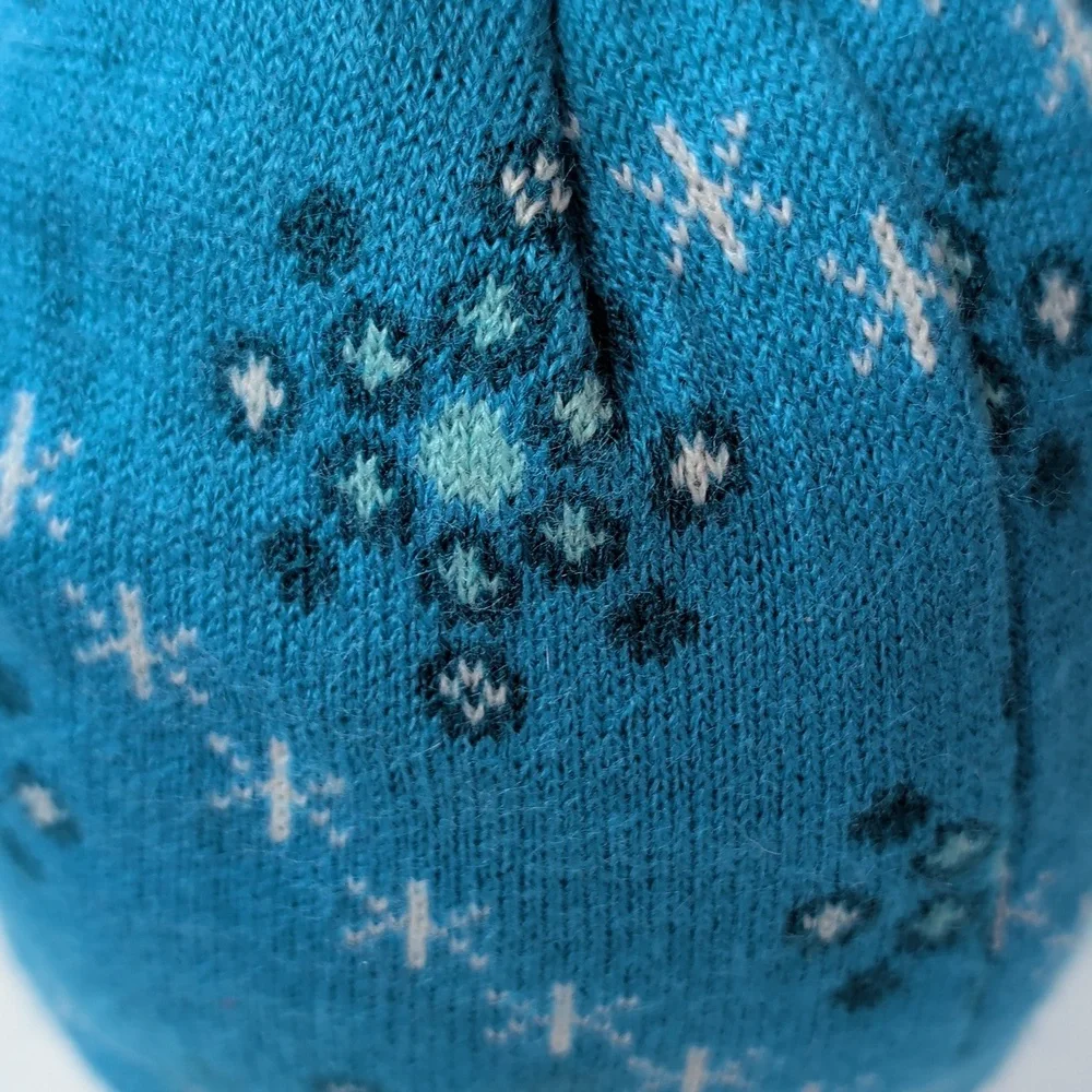 L.L. Bean Fleece Snowflake Beanie Hat KIDS SMALL Blue